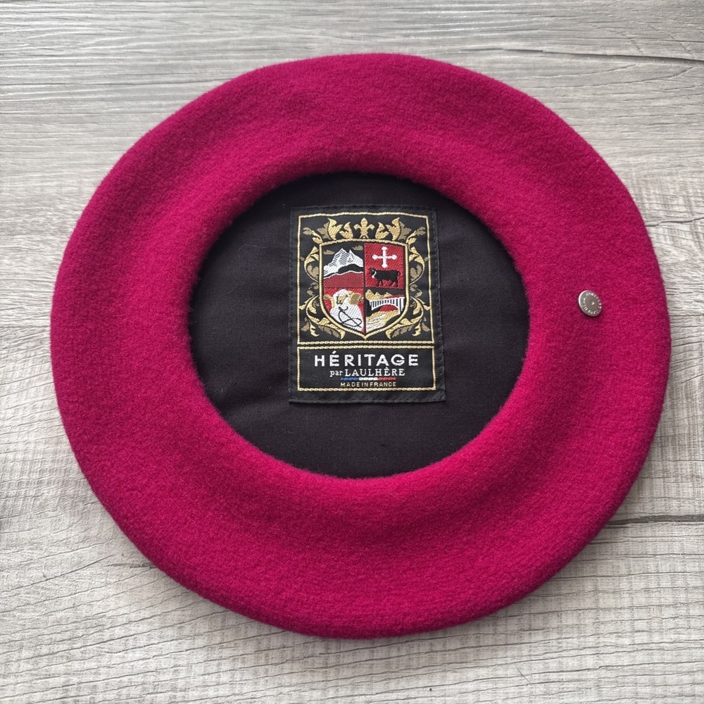 Heritage Par Laulhere Authentique Made In France Red Wool Beret Cap